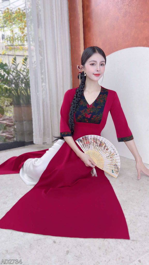 Áo Dài Bươm Bướm Vũ AD9001.2734 (áo lẻ)