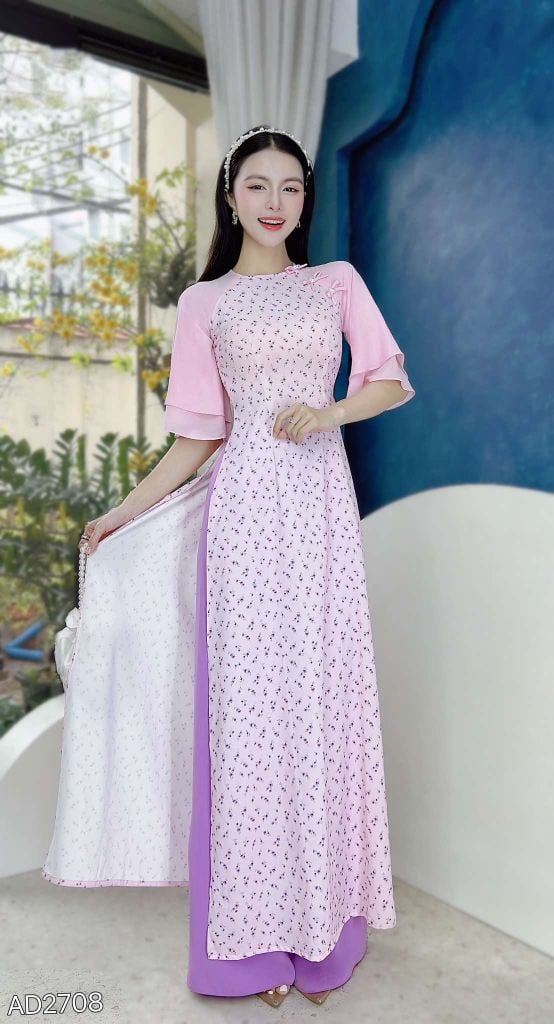 Áo Dài Nơ Ve Sầu AD2708 (áo lẻ)