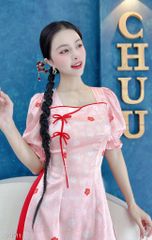 Áo Dài Cổ Vuông 2 Nơ Nhỏ AD9002.1511 (áo lẻ)