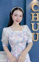 Áo Dài Vân Gấm Hoa Len AD1429 (áo lẻ)