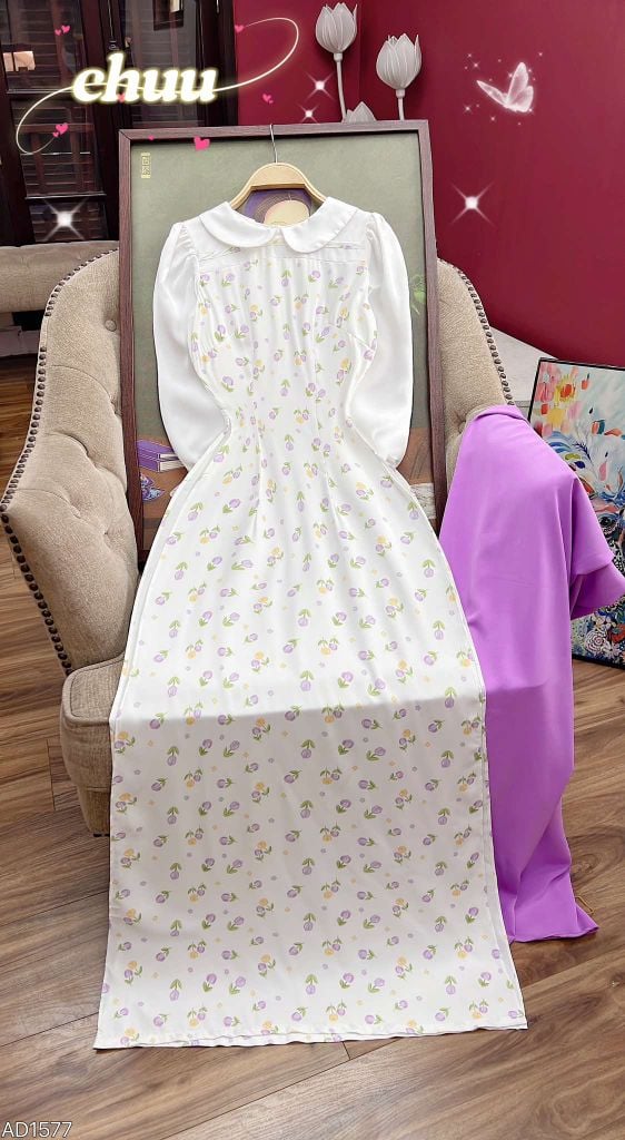 Áo Dài Cổ Sen Line Ngang AD1577 (áo lẻ)