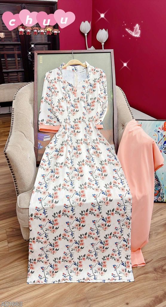 Áo Dài Cổ Ngũ Giác AD1663 (áo lẻ)