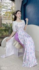 Áo Dài Vân Gấm Hoa Len AD1429 (áo lẻ)