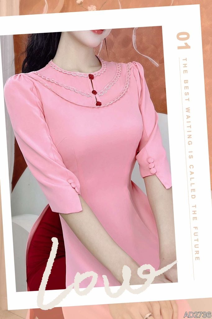 Áo Dài Hoa Hồng Lụa AD2736 (áo lẻ)