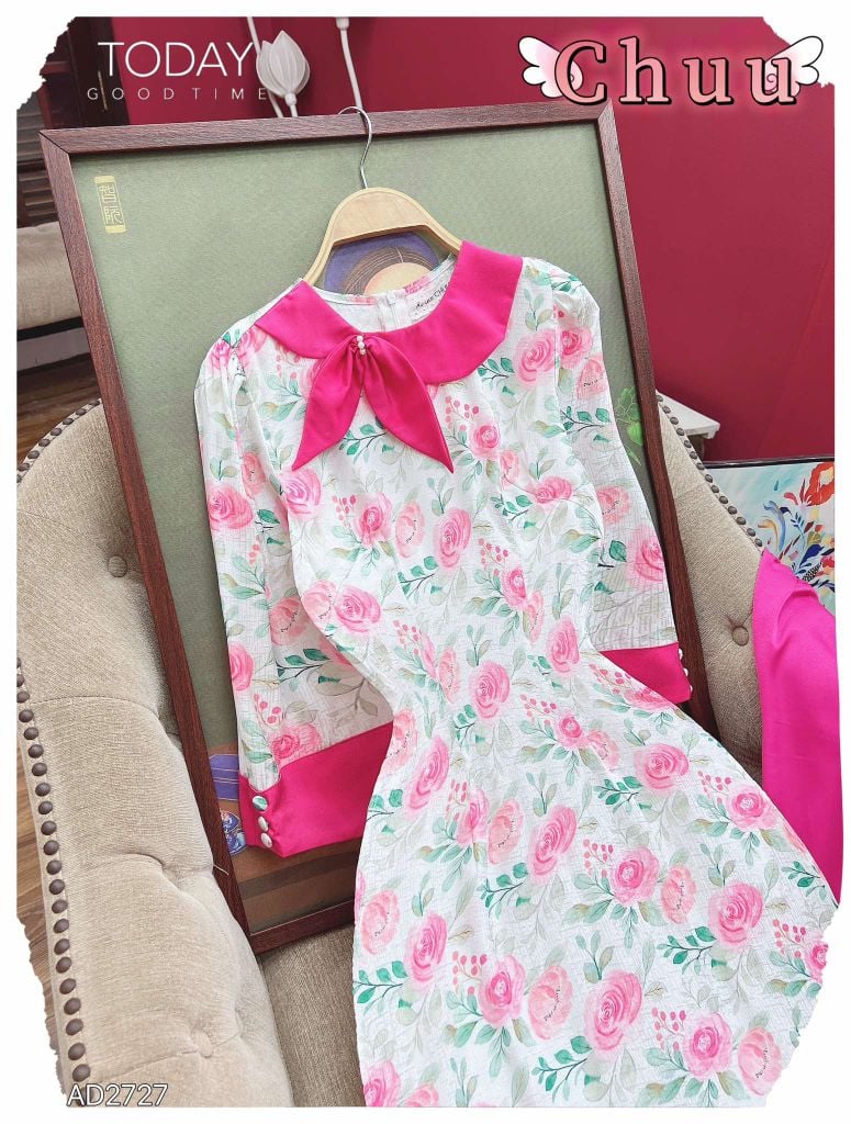 Áo Dài Nơ Hoa Ly Kép AD2727 (áo lẻ)