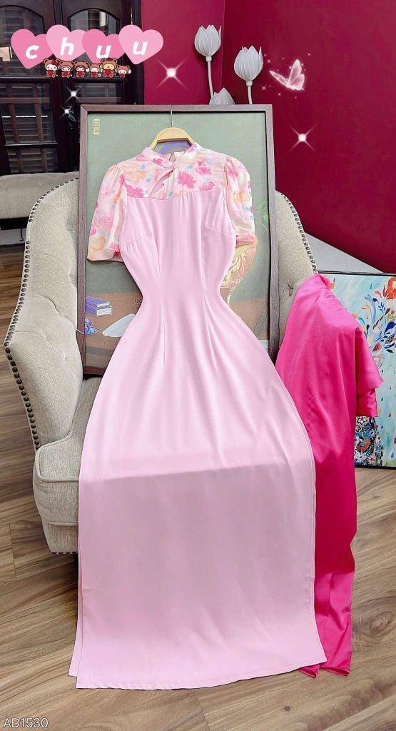 Áo Dài Búp Bê Hoa AD9001.1530 (áo lẻ)
