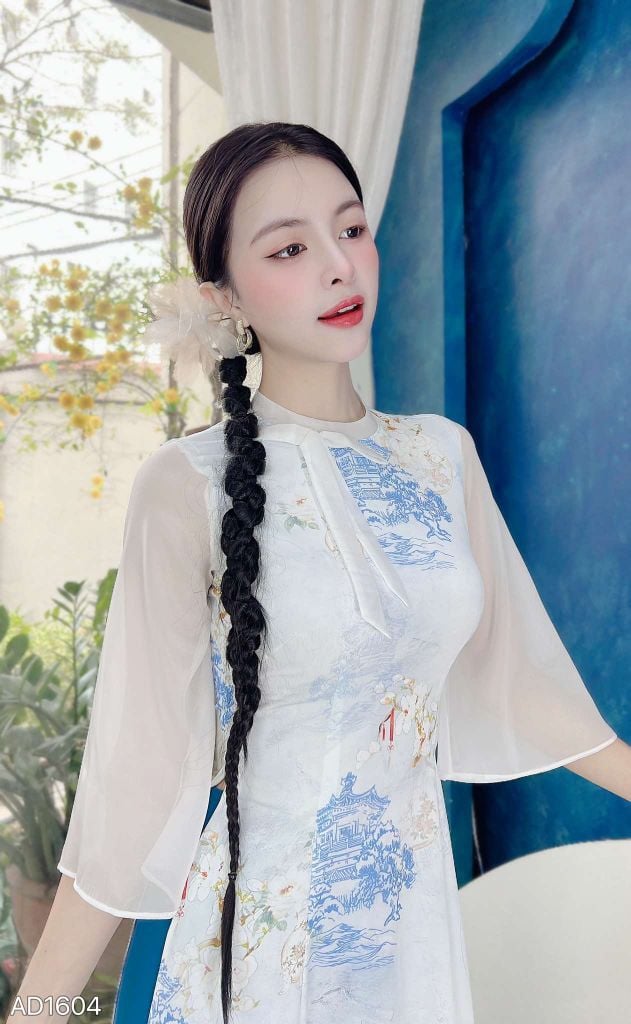 Áo Dài Cành Vàng Lá Ngọc AD9002.1604 (áo lẻ)