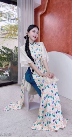 Áo Dài 2 Tay A Viền Nổi AD2728 (áo lẻ)