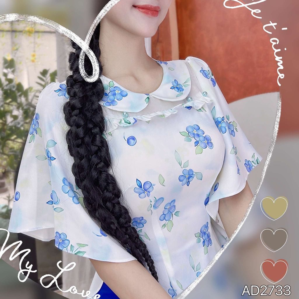 Áo Dài Cổ Sen Huyền My AD9002.2733 (áo lẻ)