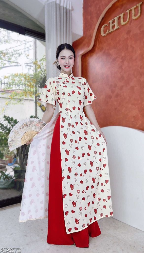 Áo Dài Tằm Gãy Hạt Xéo AD9272 (áo lẻ)