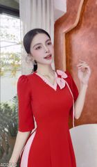 Áo Dài Cánh Hoa Cổ V AD2705 (áo lẻ)