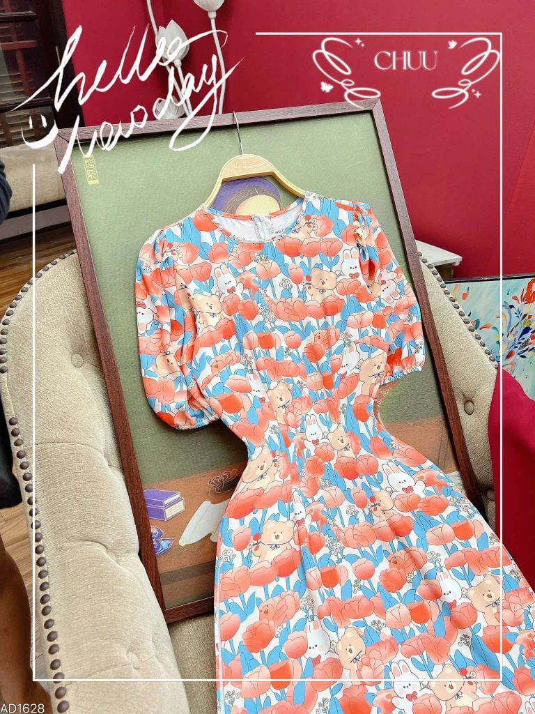 Áo Dài ChiChi Tay Bồng +(PK) AD9002.1628 (áo lẻ)