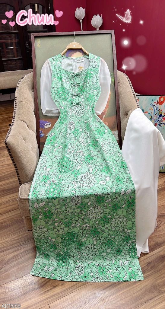 Áo Dài Cổ Vuông Lục Giác AD1559 (áo lẻ)