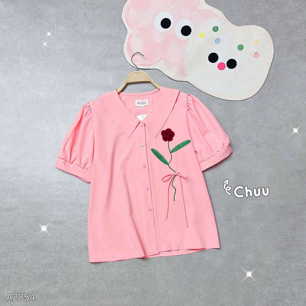 Áo Sơ Mi Hoa Hồng Len A2854