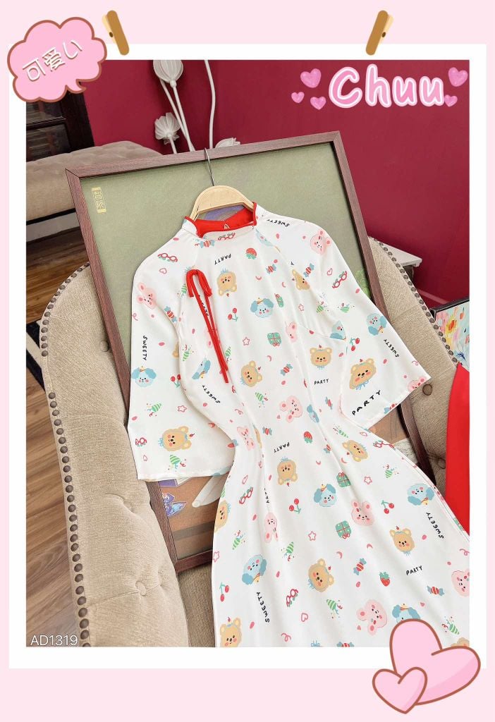 Áo Dài Cổ Bánh Dừa AD9002.1319 (áo lẻ)