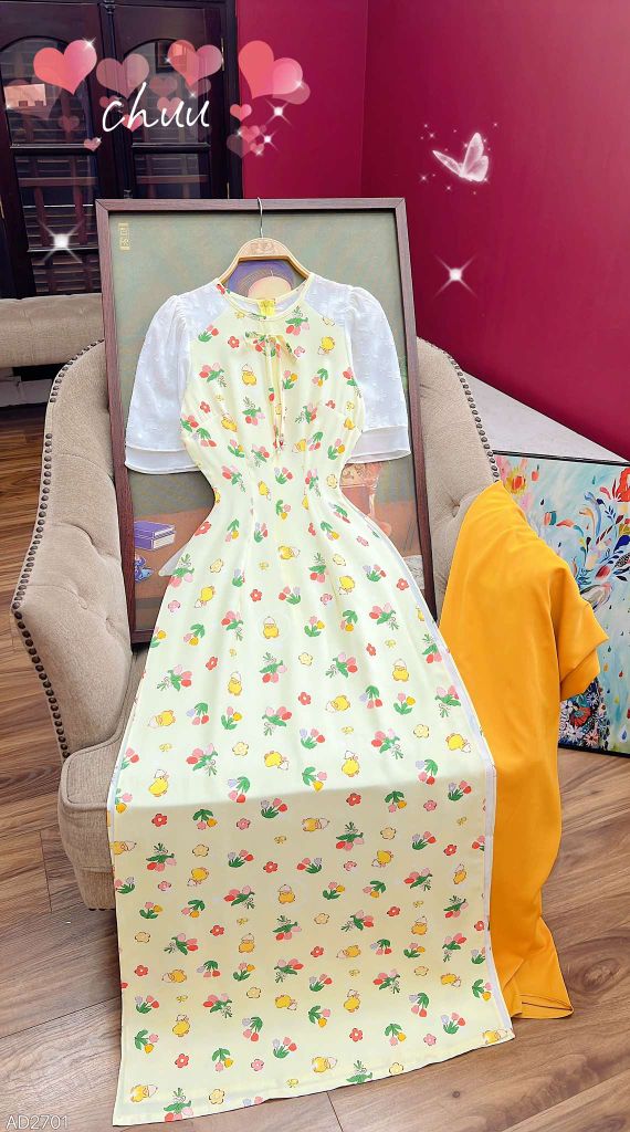 Áo Dài Tay Ép Hoa 5C AD2701 (áo lẻ)