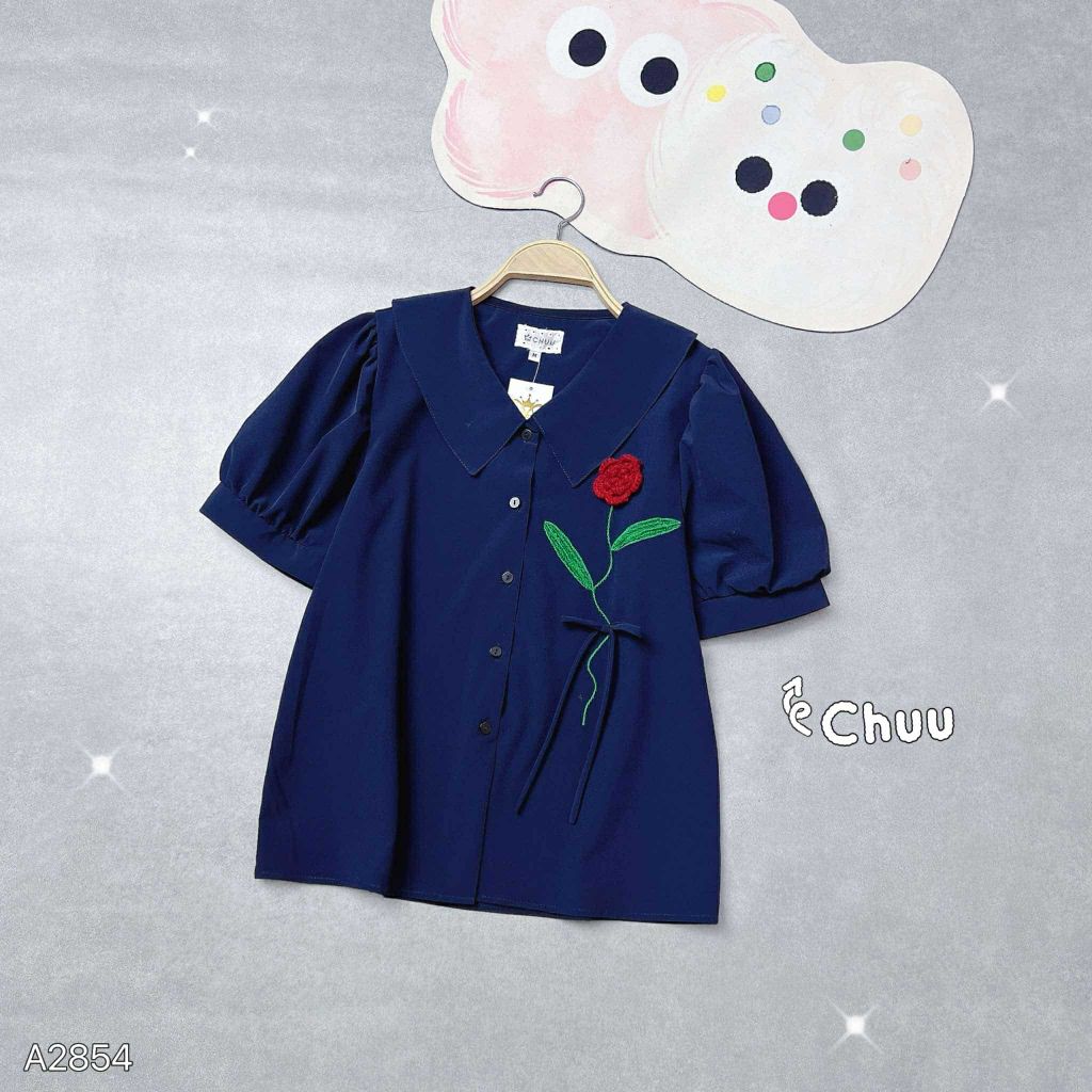 Áo Sơ Mi Hoa Hồng Len A2854