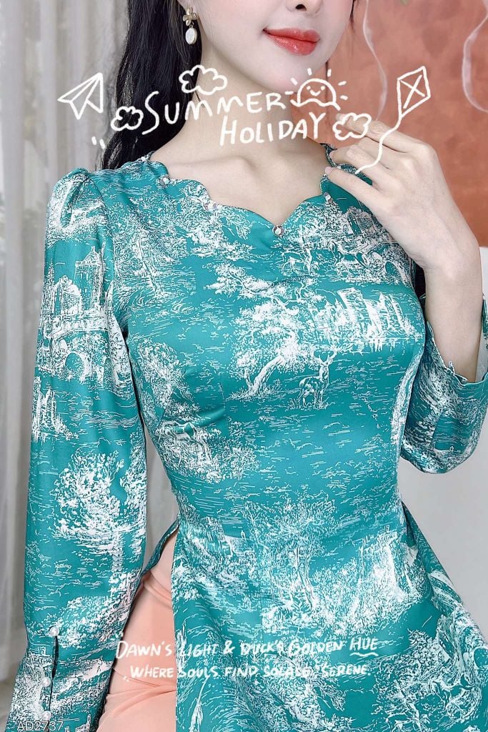 Áo Dài Thành Phố Sương Mờ AD2737 (áo lẻ)