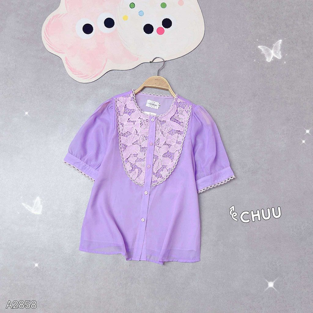 Áo Sơ Mi Ren Bướm Lưới A2858