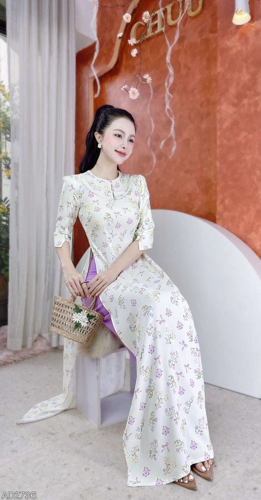 Áo Dài Hoa Hồng Lụa AD2736 (áo lẻ)