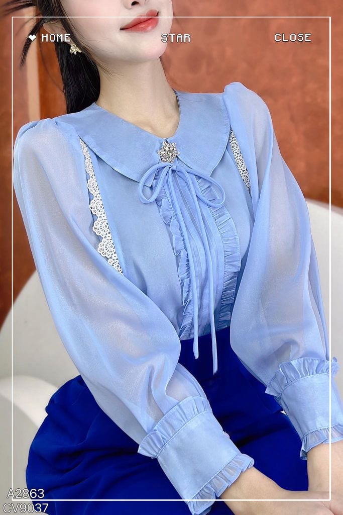 Áo Sơ Mi Tơ Hoa Đá (PK) A2863