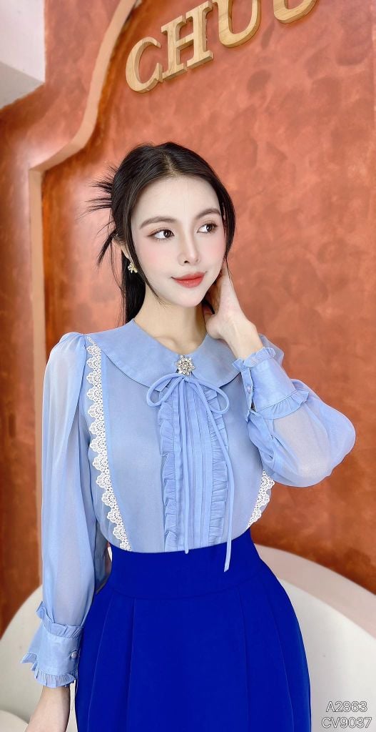 Áo Sơ Mi Tơ Hoa Đá (PK) A2863