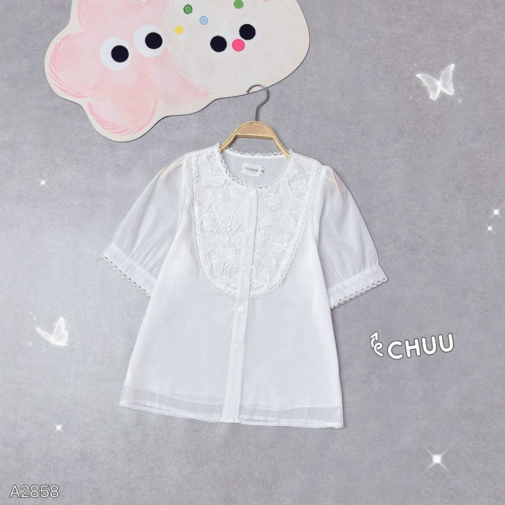 Áo Sơ Mi Ren Bướm Lưới A2858
