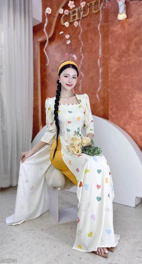 Áo Dài Viền Mai Rùa AD2741 (áo lẻ)