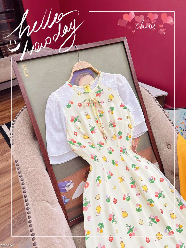 Áo Dài Tay Ép Hoa 5C AD2701 (áo lẻ)