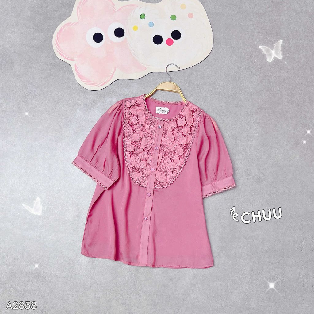 Áo Sơ Mi Ren Bướm Lưới A2858