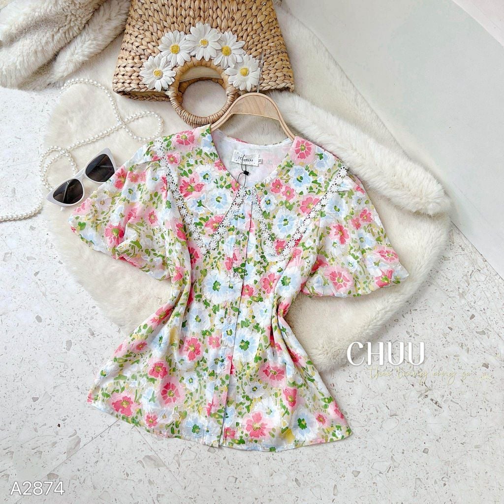 Áo Hoa Má Hồng A2874