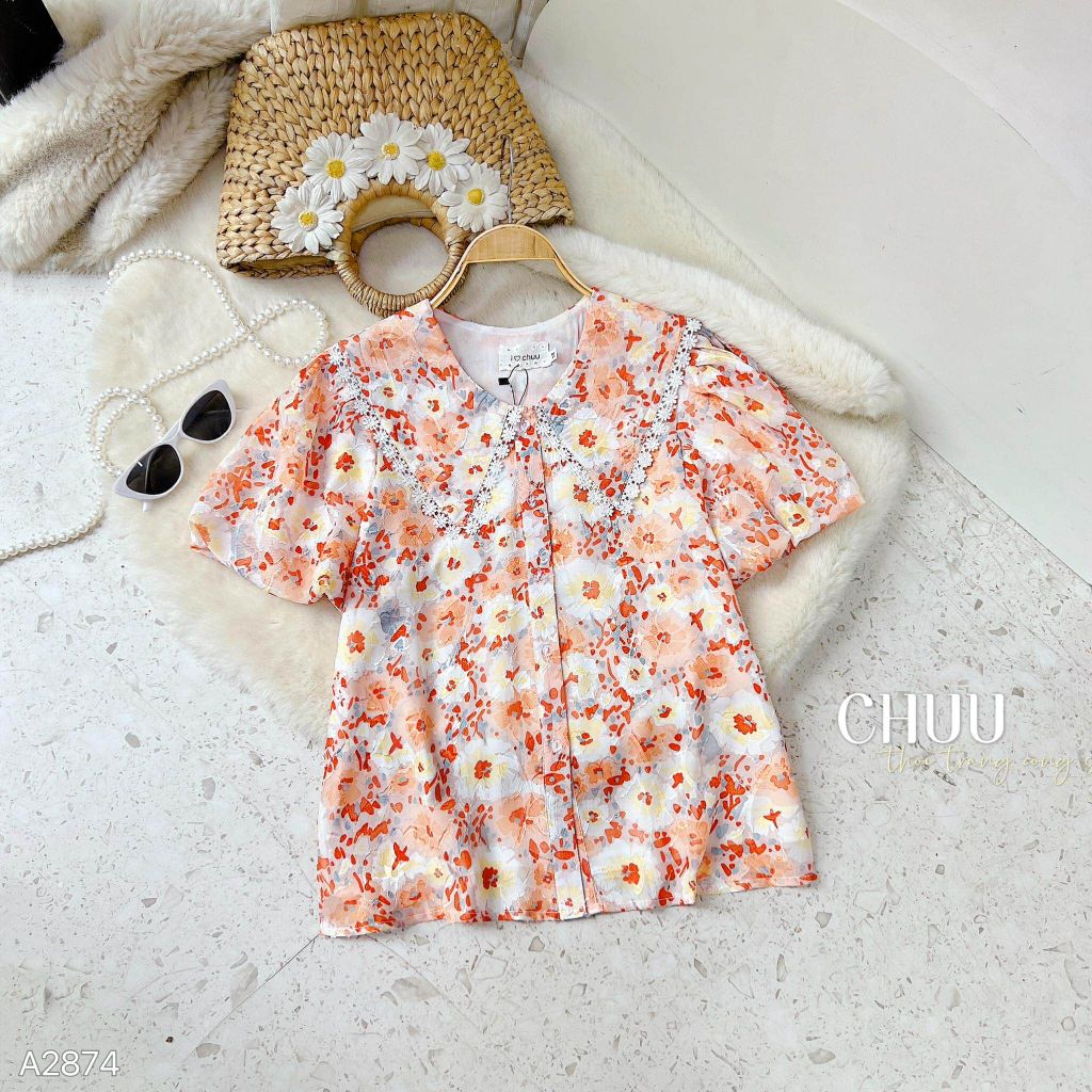 Áo Hoa Má Hồng A2874