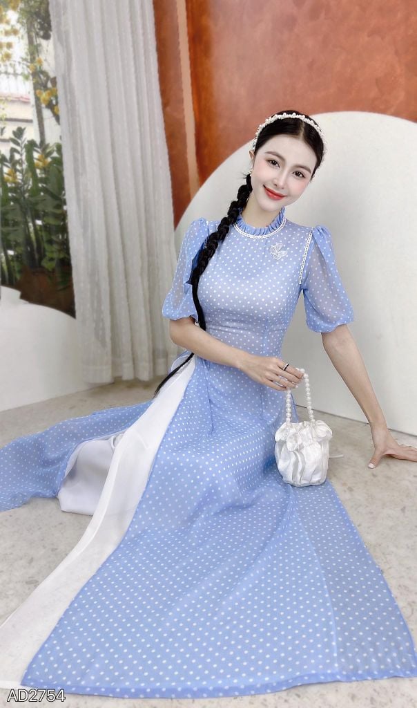 Áo Dài 4 Tà Bướm Nhỏ AD9003.2754 (áo lẻ)