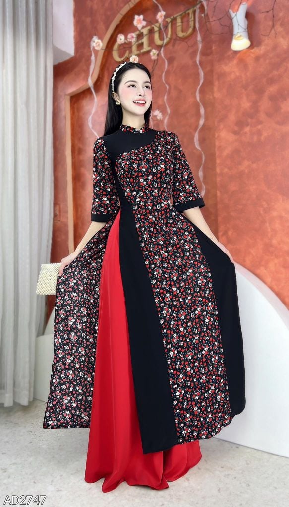 Áo Dài Lượn Chữ S AD2747 (áo lẻ)