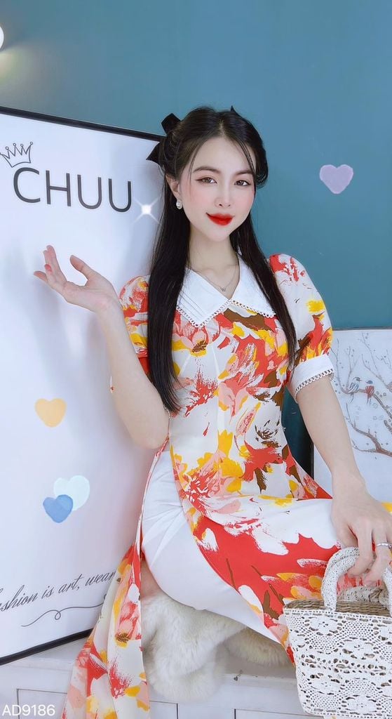 Áo Dài Mango Cổ Xếp Li AD9186 (áo lẻ)