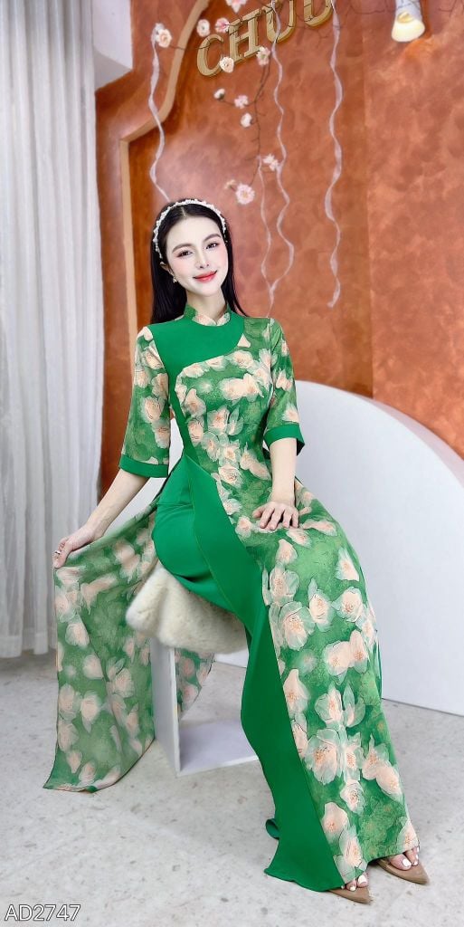 Áo Dài Lượn Chữ S AD2747 (áo lẻ)