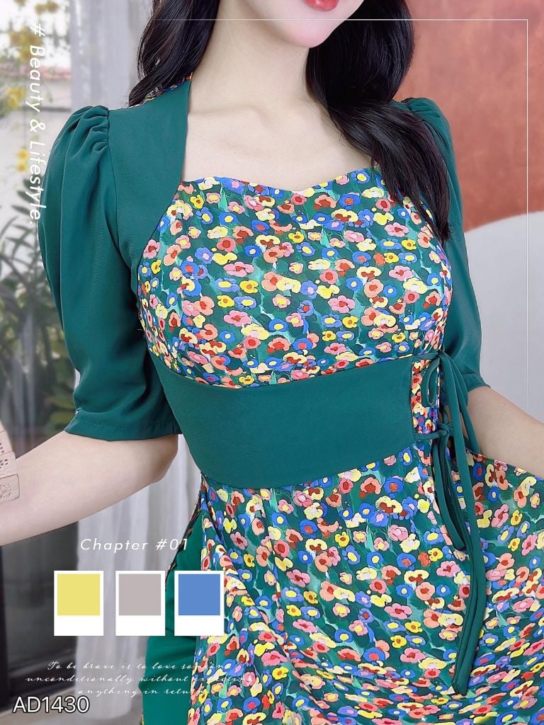 Áo Dài Cột Eo Cổ Vuông AD9002.1430 (áo lẻ)