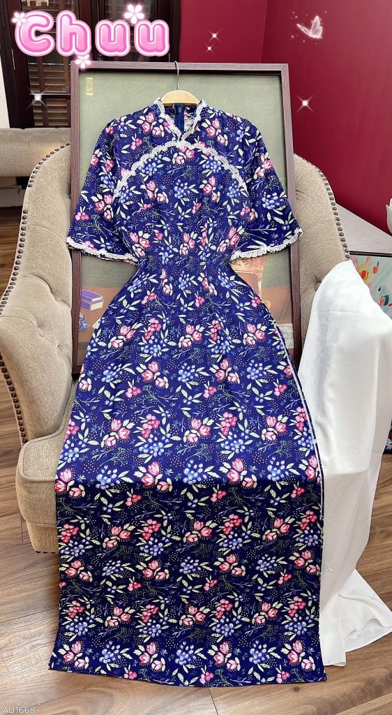 Áo Dài Ren Hoa Mai Nở AD1668 (áo lẻ)