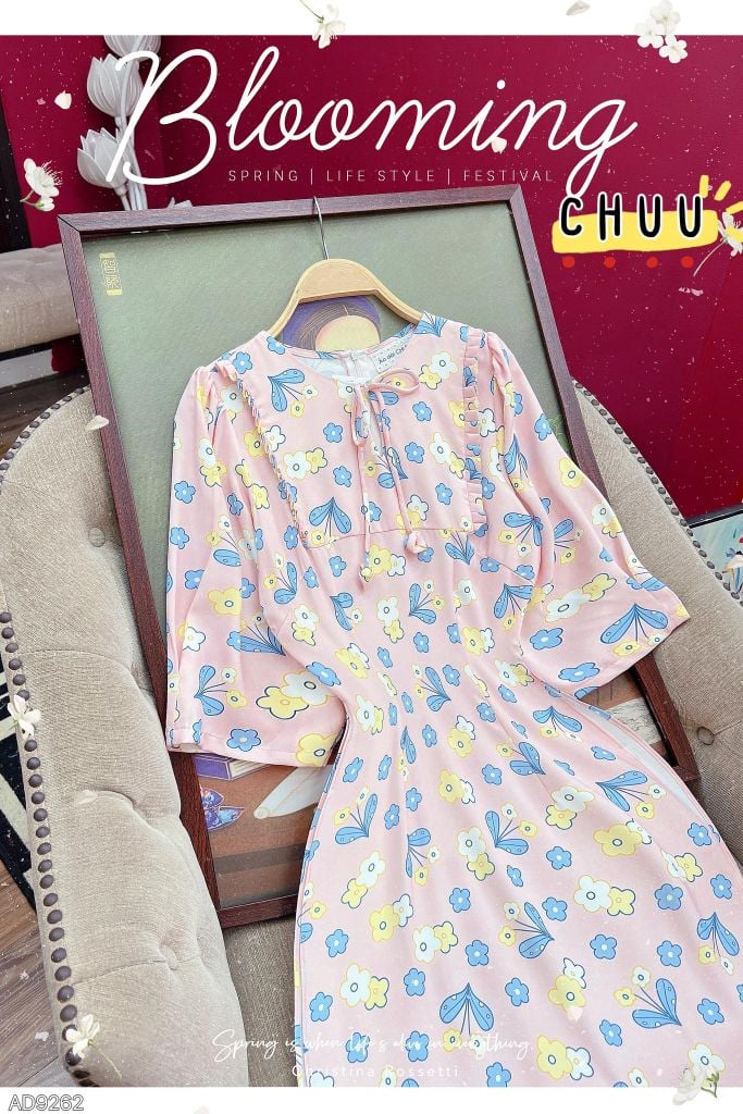 Áo Dài Nơ Nụ Bông AD9262 (áo lẻ)