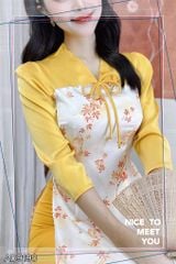 Áo Dài Hoa 4 Cánh AD9190 (áo lẻ)