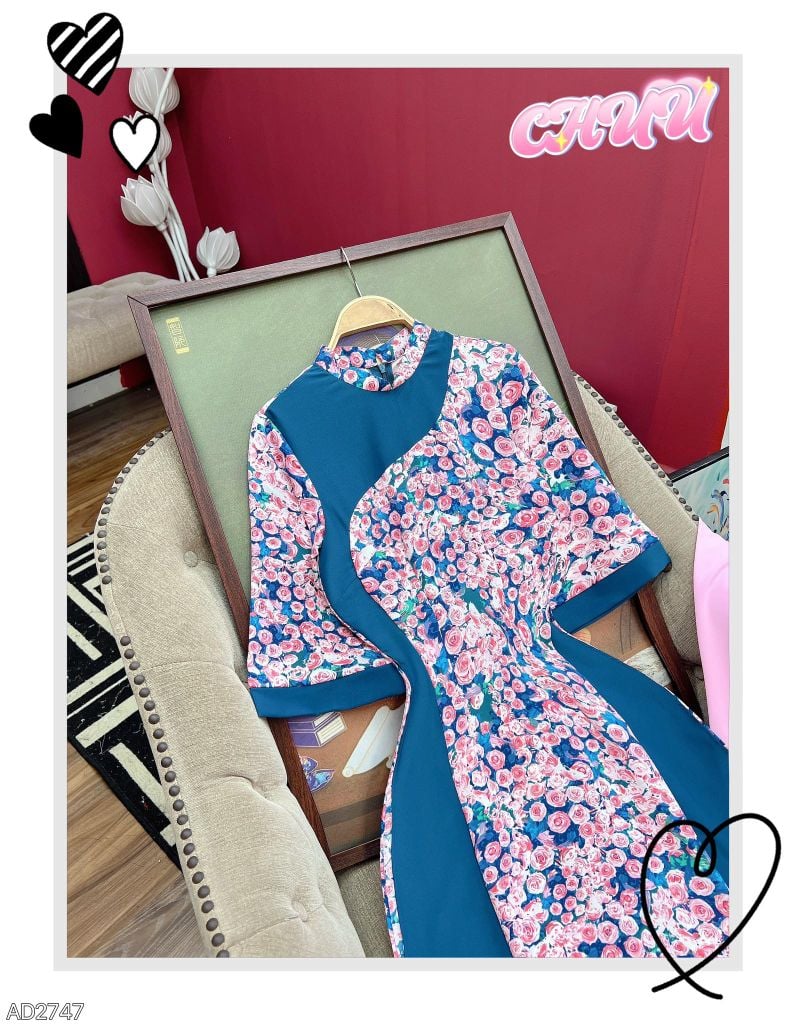 Áo Dài Lượn Chữ S AD2747 (áo lẻ)