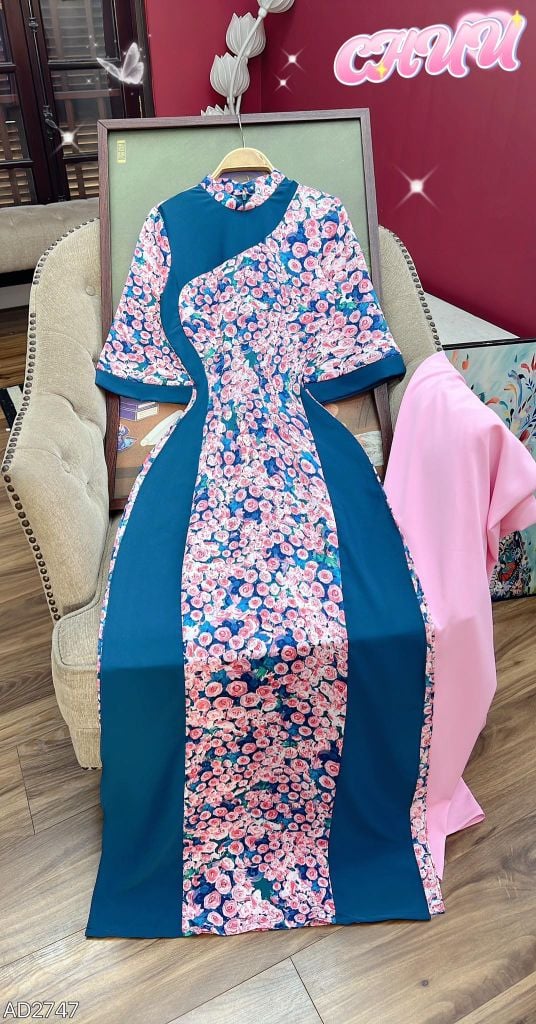 Áo Dài Lượn Chữ S AD2747 (áo lẻ)