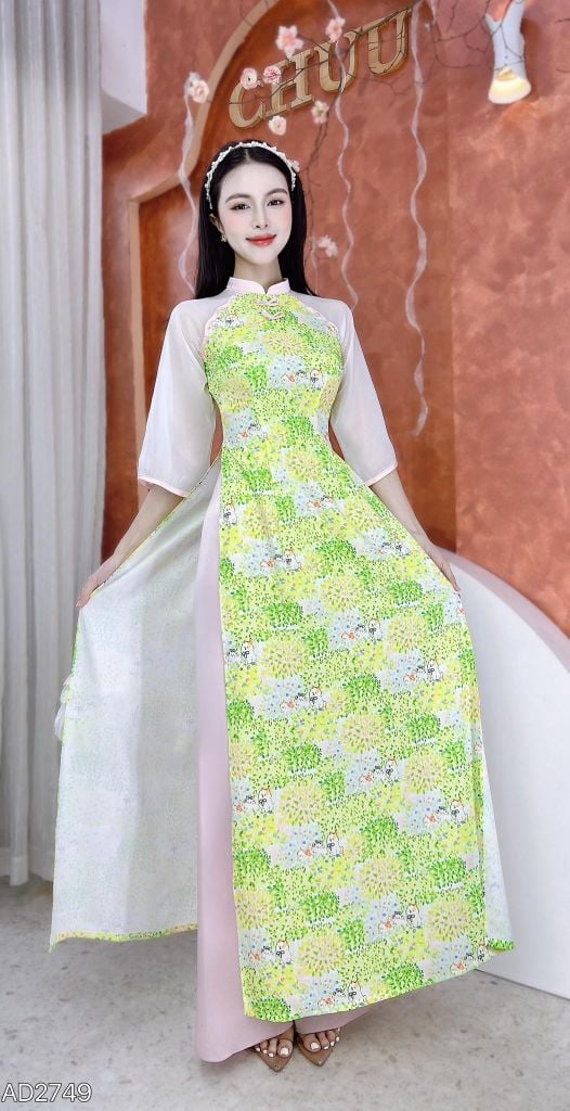 Áo Dài Lượn Cánh Én AD2749 (áo lẻ)
