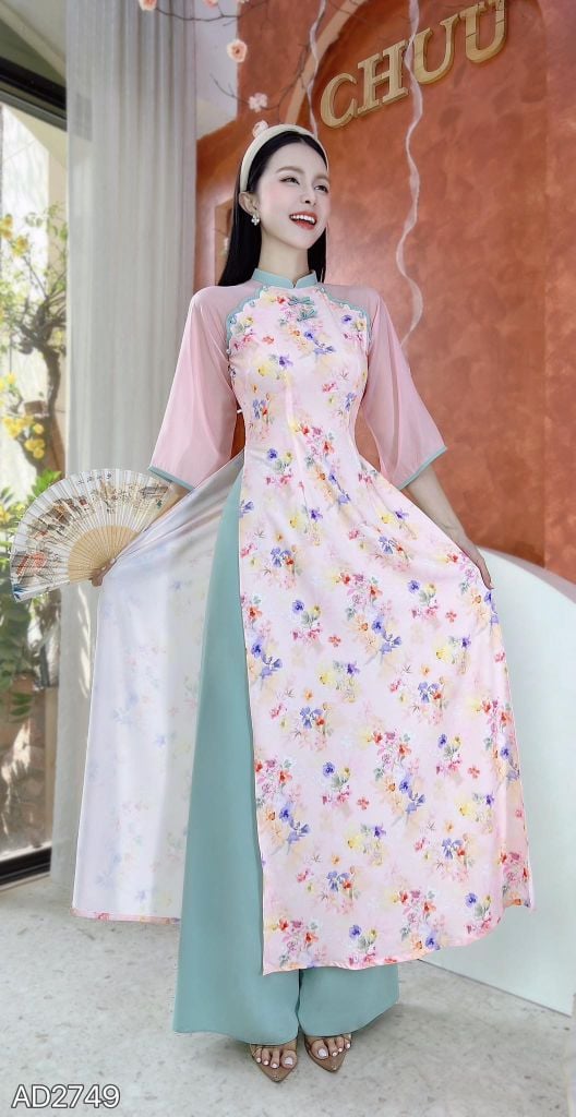 Áo Dài Lượn Cánh Én AD2749 (áo lẻ)