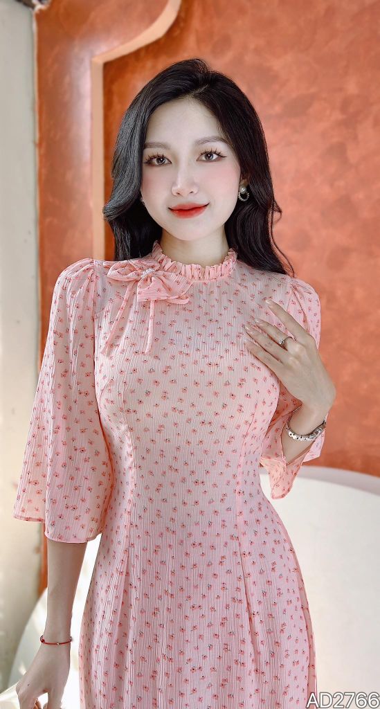 Áo Dài Cành Vàng Thơ AD2766 (áo lẻ)