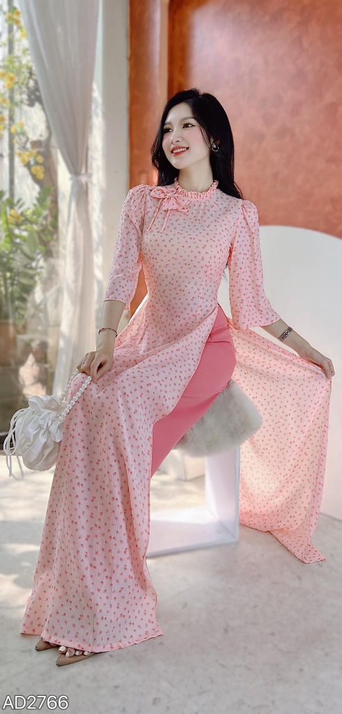 Áo Dài Cành Vàng Thơ AD2766 (áo lẻ)