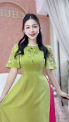 Áo Dài Cổ Cườm Mai Xanh AD9001.2702 (áo lẻ)