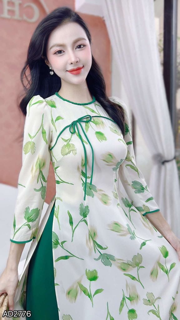 Áo Dài Cổ Tít Bòn Bon AD2776 (áo lẻ)