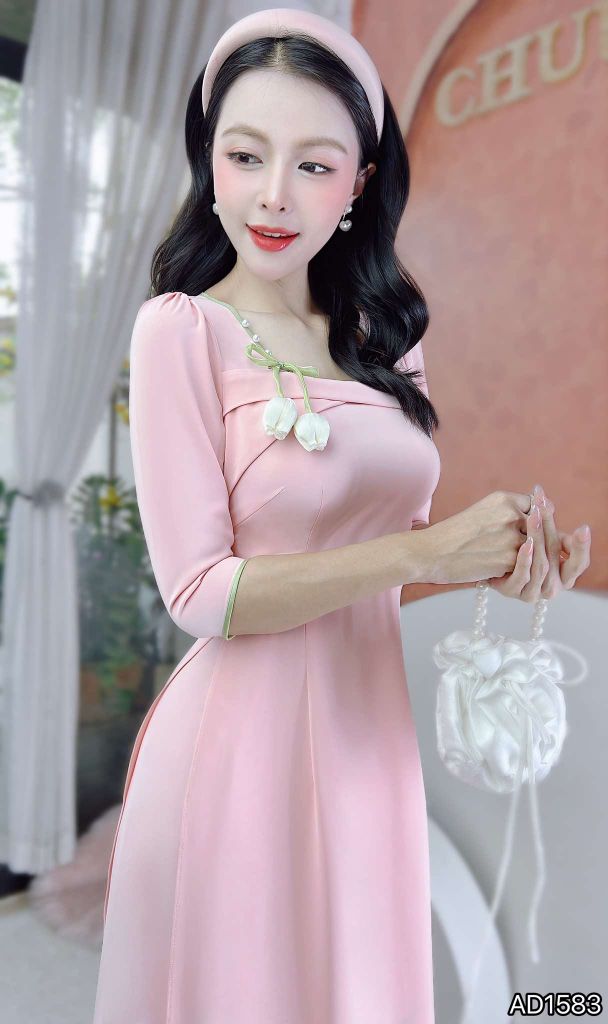 Áo Dài White Tulip AD1583 (áo lẻ)