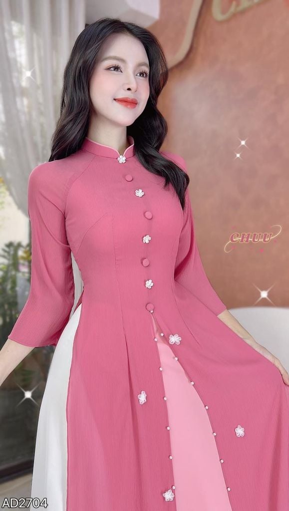 Áo Dài 4 Tà Mộng Cánh Hoa AD9003.2704 (áo lẻ)